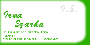 irma szarka business card